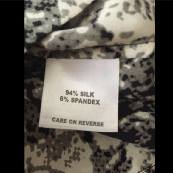 St. John Gray Black Python Print Stretch Silk Top - Picture 7 of 7